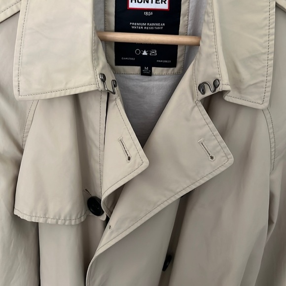 HUNTER LEATHER BUCKLE TRENCH COAT MEDIUM Double Breasted Raincoat Long J… - Picture 8 of 13